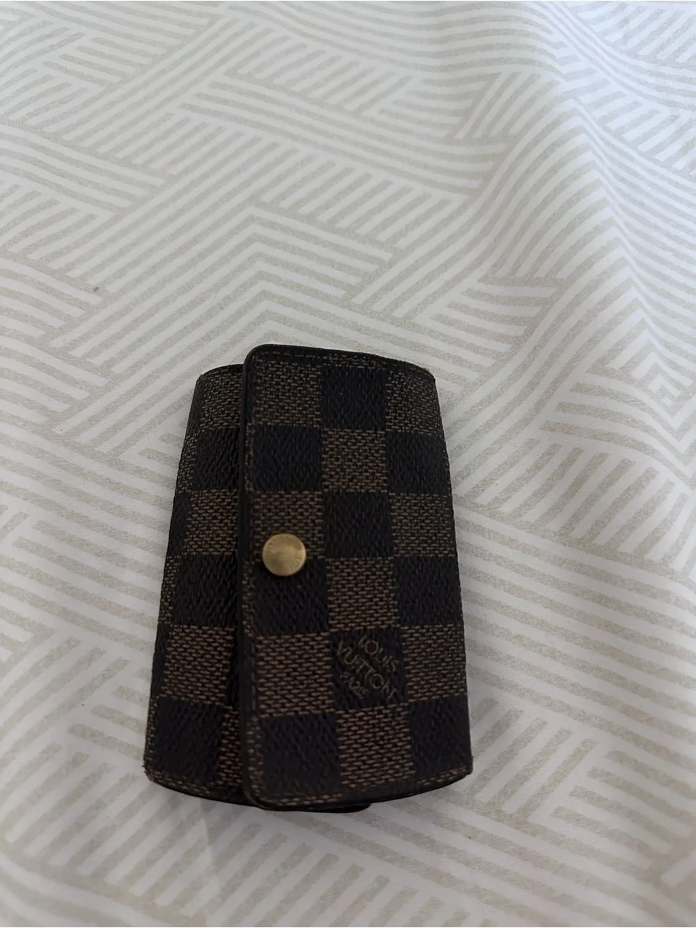Louis Vuitton Brown Damier Canvas Key Pouch with Gold Snap